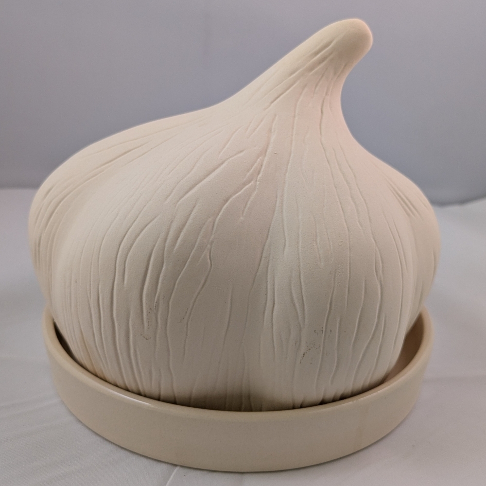 Garlic Roaster Ceramic Progressive International White Cream Oven Microwave Safe